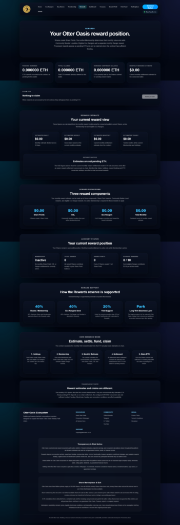 Otter Oasis membership and rewards dashboard