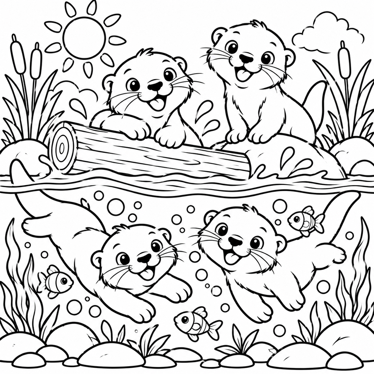 Otter Oasis Coloring Pages Collection - Image 3