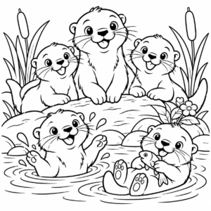 Otter Oasis Coloring Pages Collection