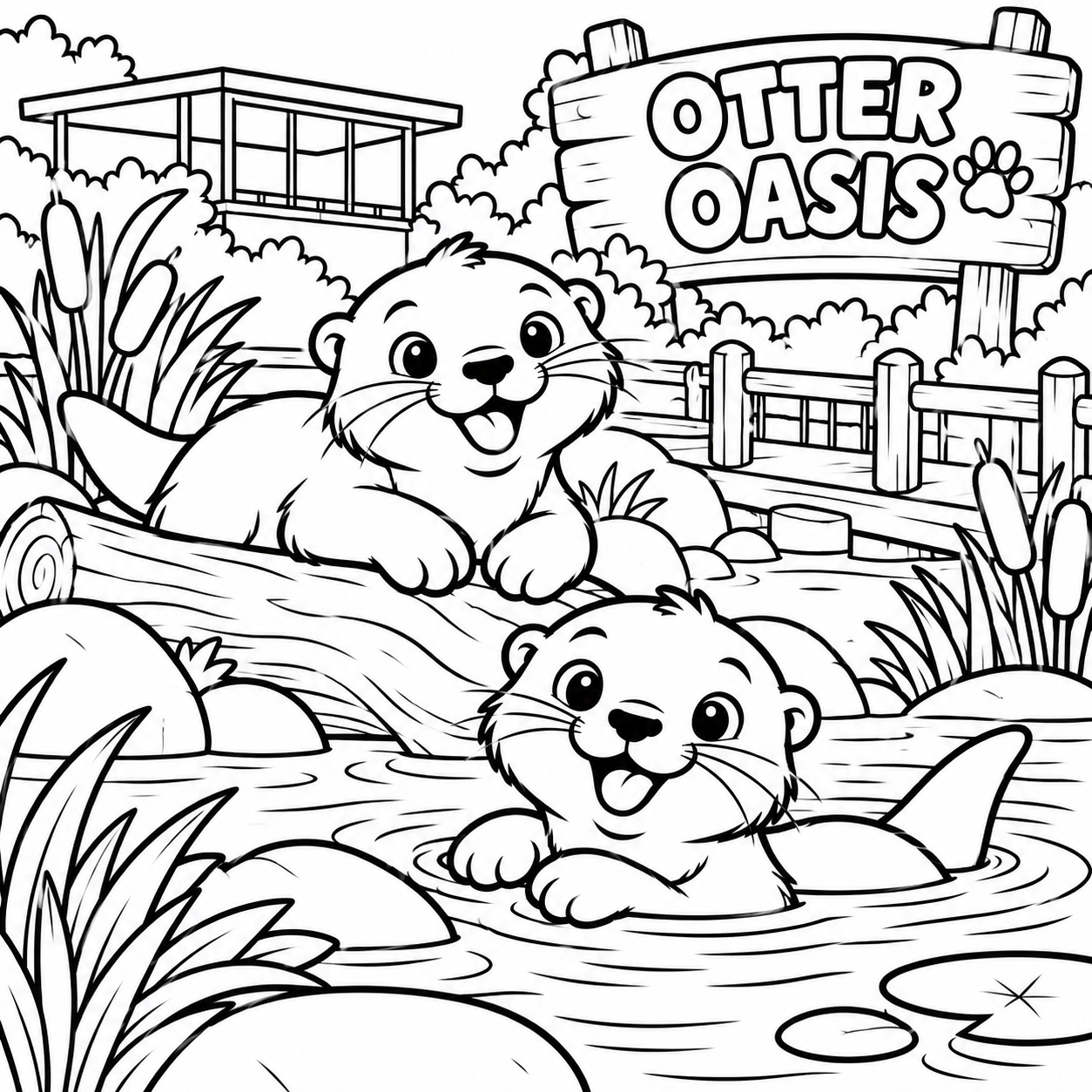 Otter Oasis Coloring Pages Collection - Image 4
