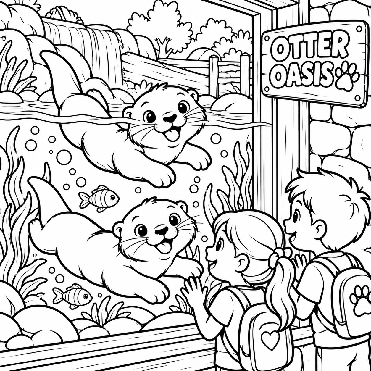 Otter Oasis Coloring Pages Collection - Image 6