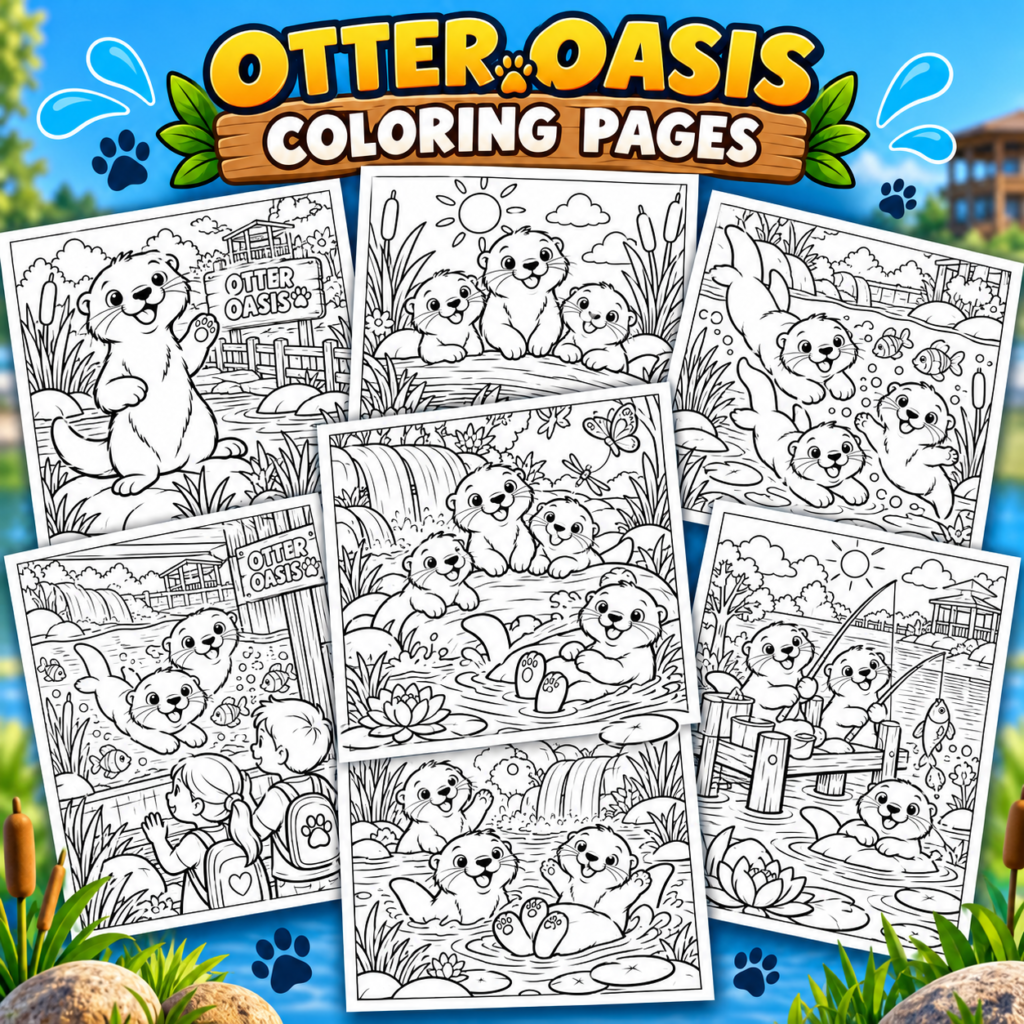 Otter Oasis Coloring Pages