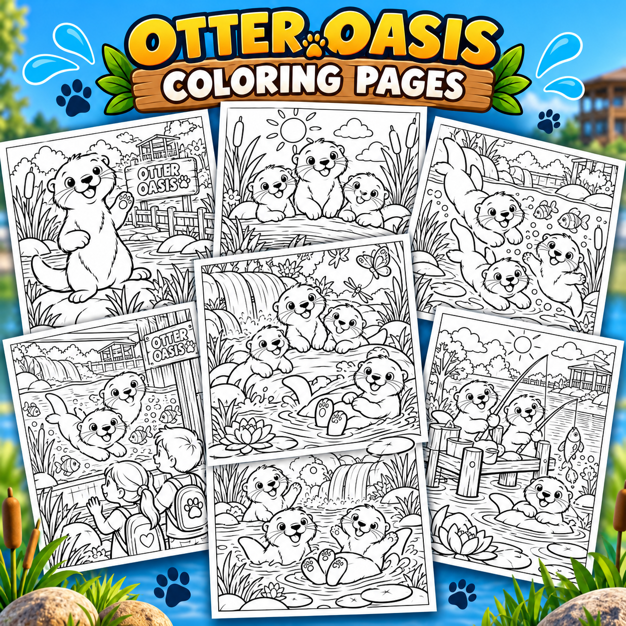 Otter Oasis Coloring Pages